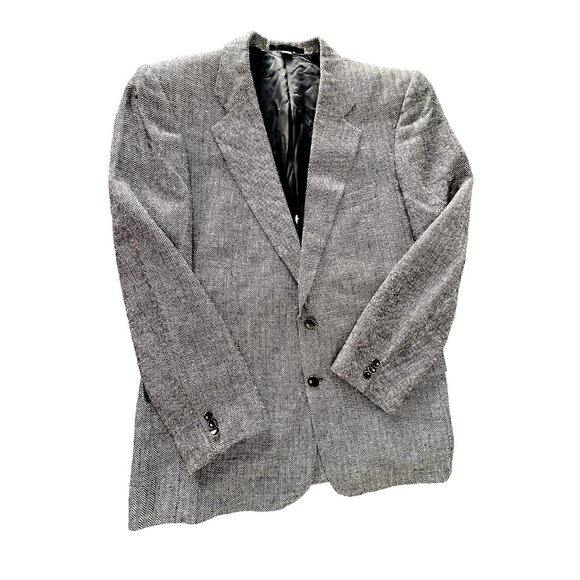 Harry Lebow 100% Silk Sz 41R Herringbone 2-Button Sport Coat Blazer Jacket Korea - Picture 12 of 16